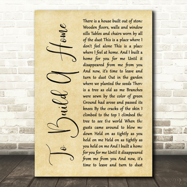 The Cinematic Orchestra To Build A Home Rustic Script Song Lyric Wall Art Print