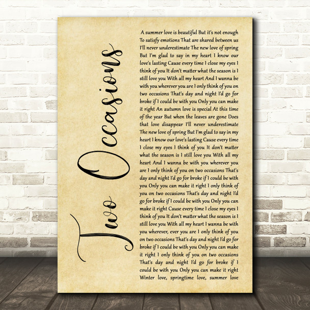 Silk Two Occasions Rustic Script Song Lyric Wall Art Print