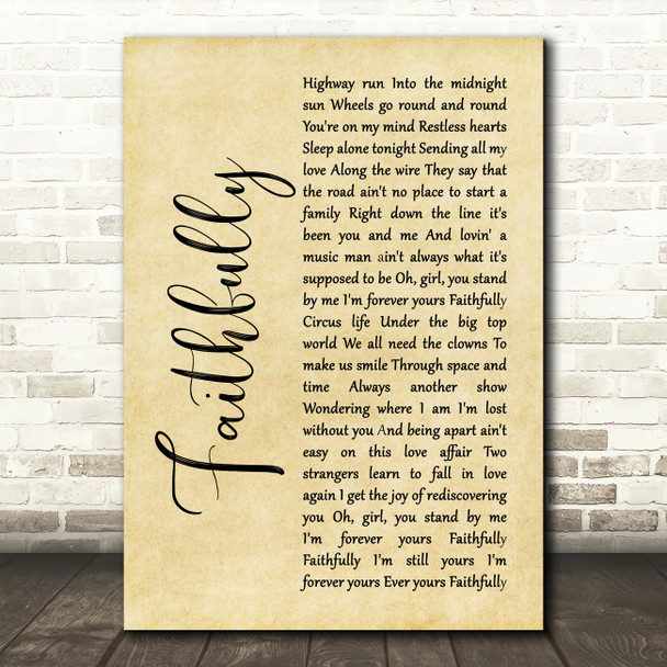 Journey Faithfully Rustic Script Song Lyric Wall Art Print