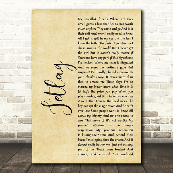 Brendan Benson Jetlag Rustic Script Song Lyric Wall Art Print