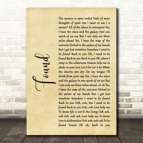 Toulouse Found Rustic Script Song Lyric Wall Art Print