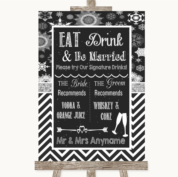 Chalk Winter Signature Favourite Drinks Personalized Wedding Sign