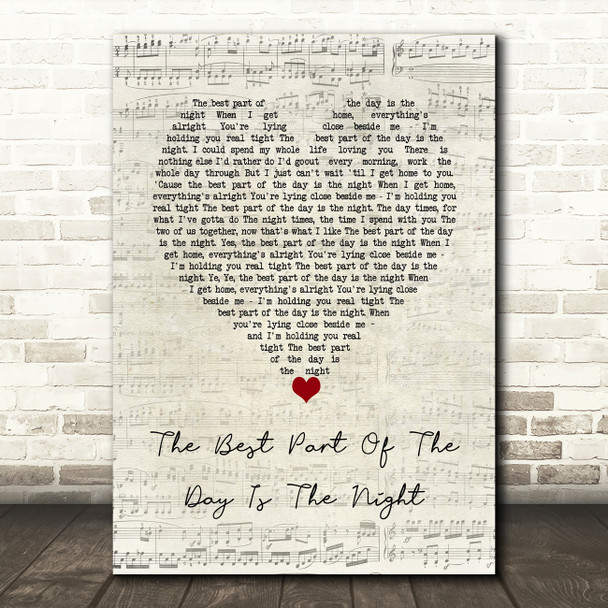 The Outlaws The Best Part Of The Day Is The Night Script Heart Song Lyric Wall Art Print