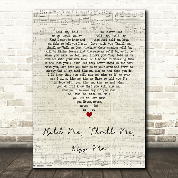 Gloria Estefan Hold Me, Thrill Me, Kiss Me Script Heart Song Lyric Wall Art Print