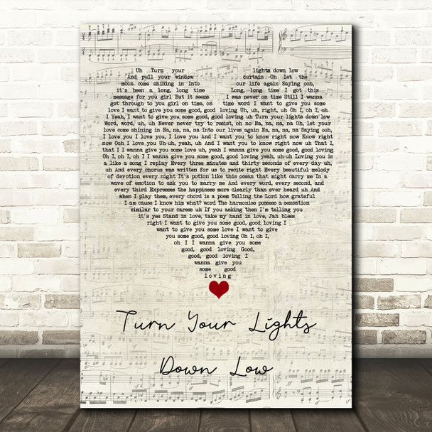 Lauryn Hill Bob Marley Turn Your Lights Down Low Script Heart Song Lyric Wall Art Print