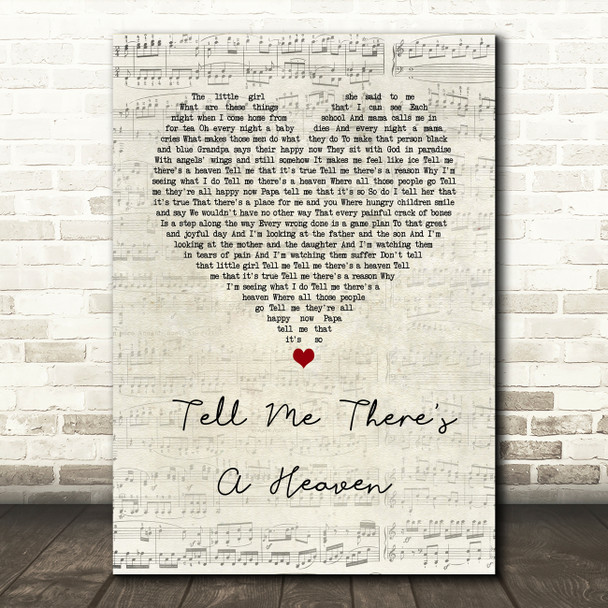 Chris Rea Tell Me There's A Heaven Script Heart Song Lyric Wall Art Print