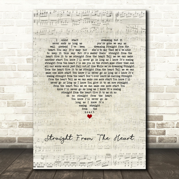 Bryan Adams Straight From The Heart Script Heart Song Lyric Wall Art Print