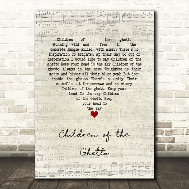 The Real Thing Children of the Ghetto Script Heart Song Lyric Wall Art Print