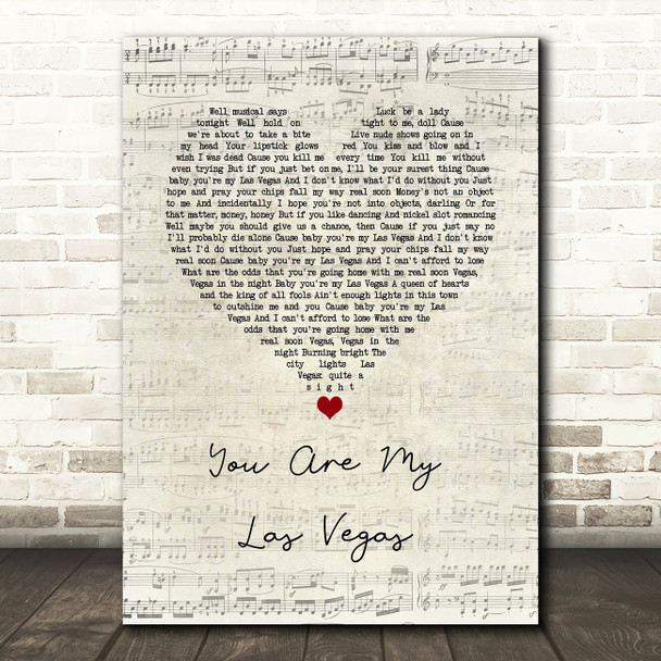 Red Wanting Blue You Are My Las Vegas Script Heart Song Lyric Wall Art Print