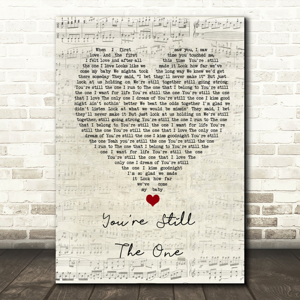 Shania Twain You're Still The One Script Heart Song Lyric Wall Art Print