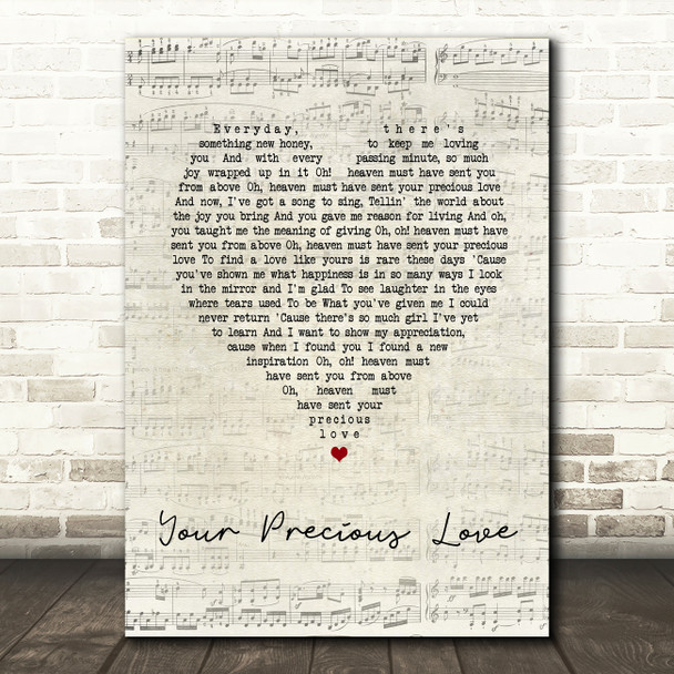 Erykah Badu and D'angelo Your Precious Love Script Heart Song Lyric Wall Art Print