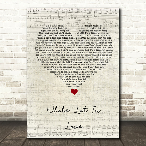 Austin Burke Whole Lot In Love Script Heart Song Lyric Wall Art Print