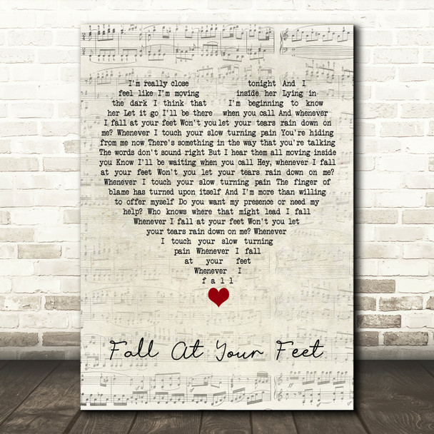 Crowded House Fall At Your Feet Script Heart Song Lyric Wall Art Print