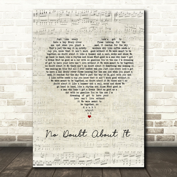 Neal McCoy No Doubt About It Script Heart Song Lyric Wall Art Print