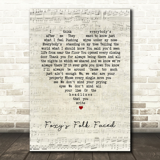 Ocean Colour Scene Foxy's Folk Faced Script Heart Song Lyric Wall Art Print