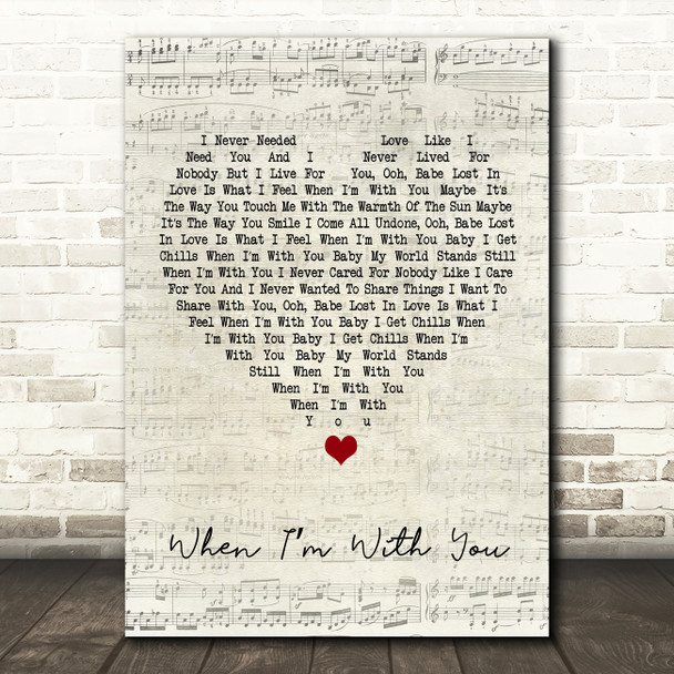 Sheriff When Im With You Script Heart Song Lyric Wall Art Print