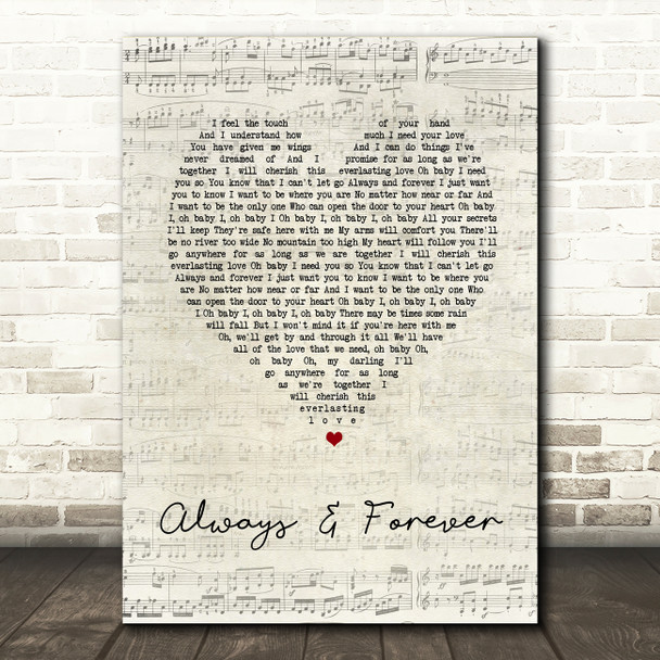 Eternal Always & Forever Script Heart Song Lyric Wall Art Print