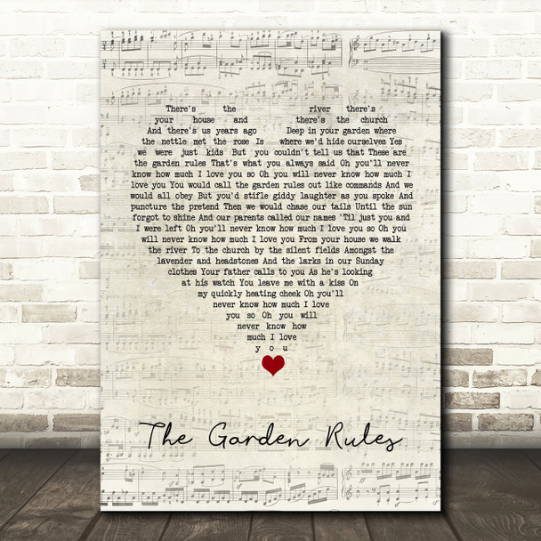 Snow Patrol The Garden Rules Script Heart Song Lyric Wall Art Print