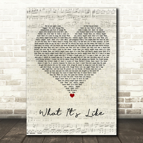 Everlast What It's Like Script Heart Song Lyric Wall Art Print