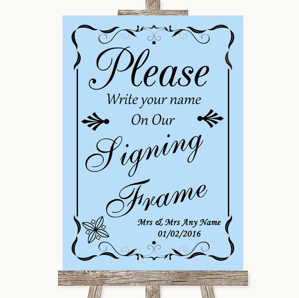 Blue Signing Frame Guestbook Personalized Wedding Sign
