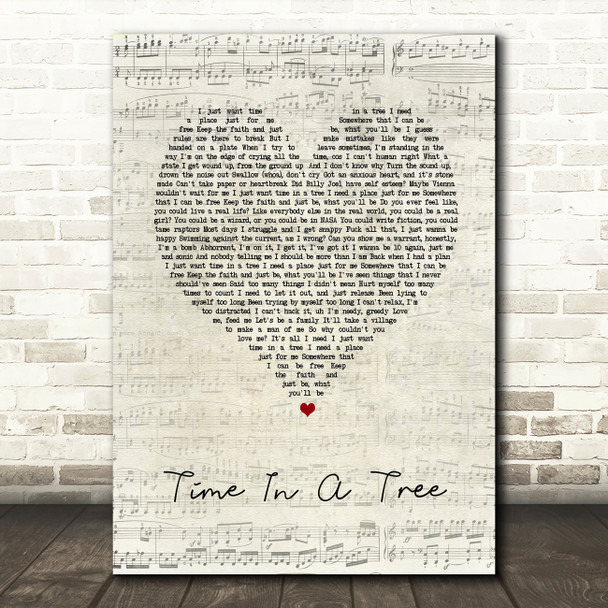 Raleigh Ritchie Time In A Tree Script Heart Song Lyric Wall Art Print