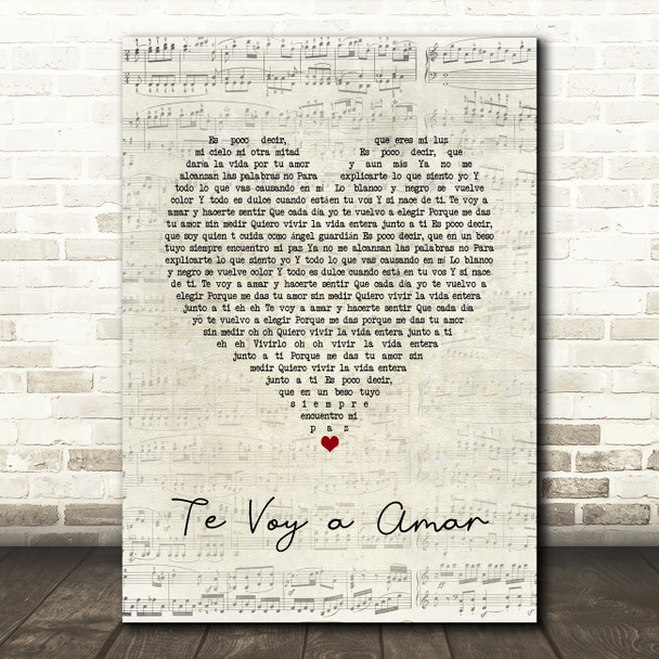 Axel Te Voy a Amar Script Heart Song Lyric Wall Art Print