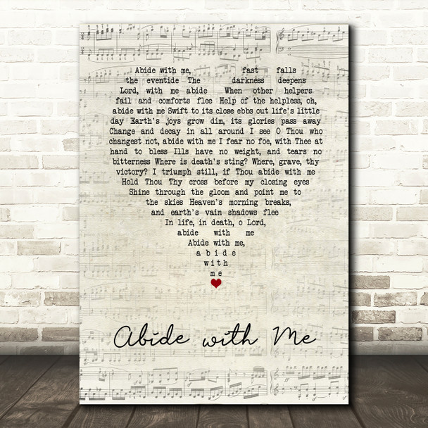 Henry Francis Lyte Abide with Me Script Heart Song Lyric Wall Art Print