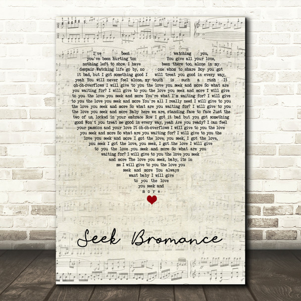 Tim Berg Seek Bromance Script Heart Song Lyric Wall Art Print