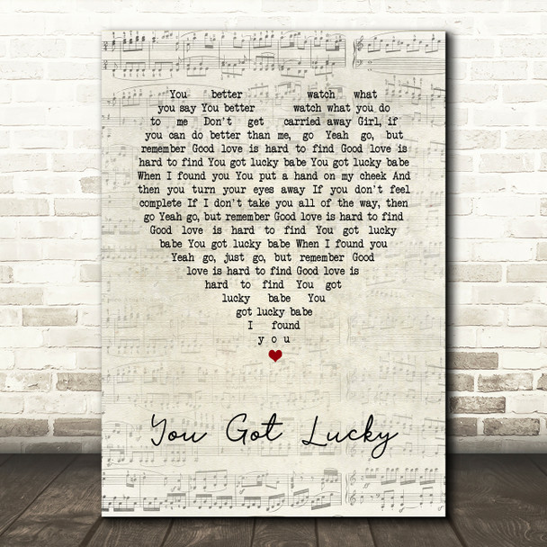 Tom Petty And The Heartbreakers You Got Lucky Script Heart Song Lyric Wall Art Print