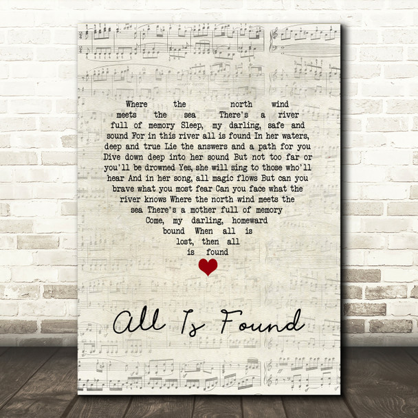 Evan Rachel Wood All Is Found Script Heart Song Lyric Wall Art Print