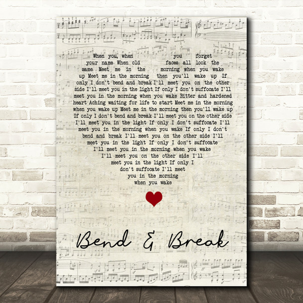 Keane Bend & Break Script Heart Song Lyric Wall Art Print