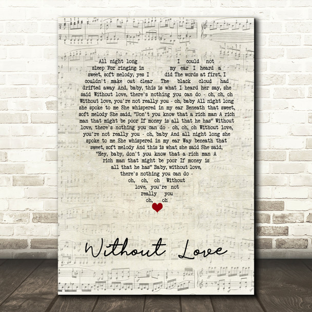 Southside Johnny & The Asbury Jukes Without Love Script Heart Song Lyric Wall Art Print