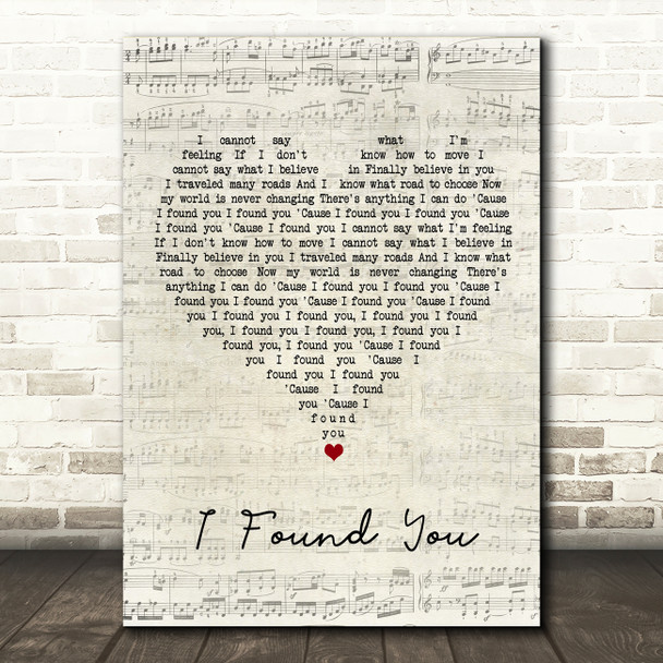 benny blanco & Calvin Harris I Found You Script Heart Song Lyric Wall Art Print