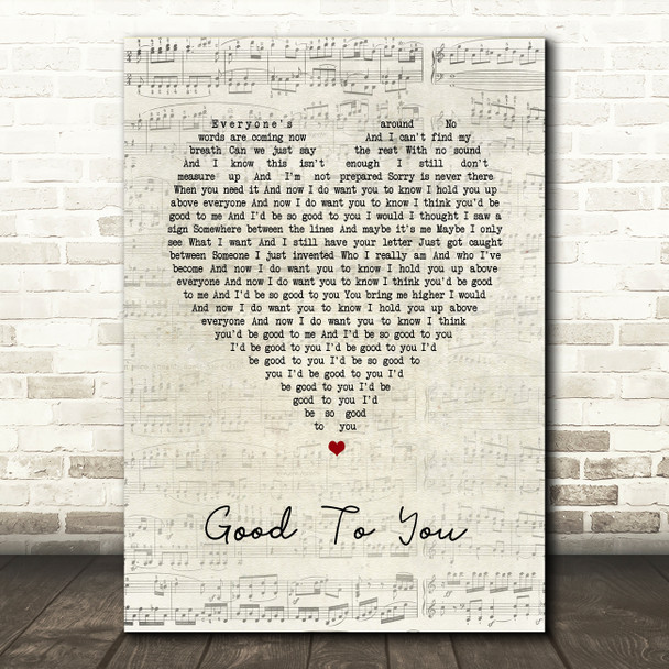 Marianas Trench Good To You Script Heart Song Lyric Wall Art Print