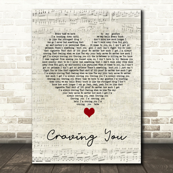 Thomas Rhett Craving You Script Heart Song Lyric Wall Art Print