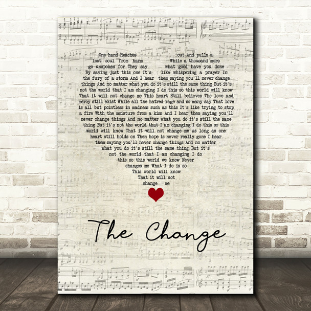 Garth Brooks The Change Script Heart Song Lyric Wall Art Print