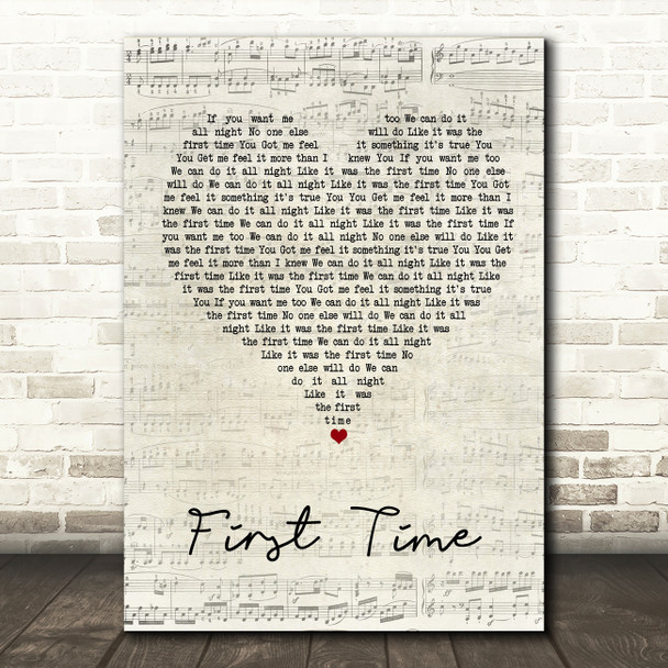 M-22 First Time Script Heart Song Lyric Wall Art Print