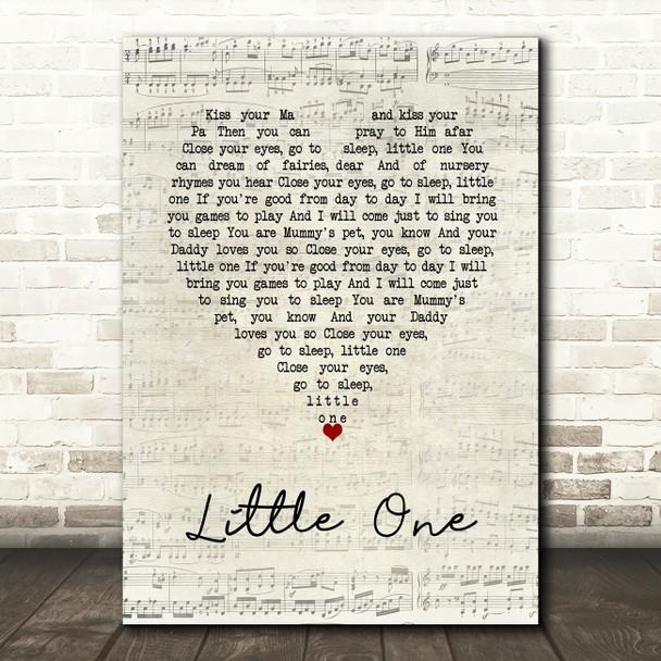 R. Hulme Little One Script Heart Song Lyric Wall Art Print