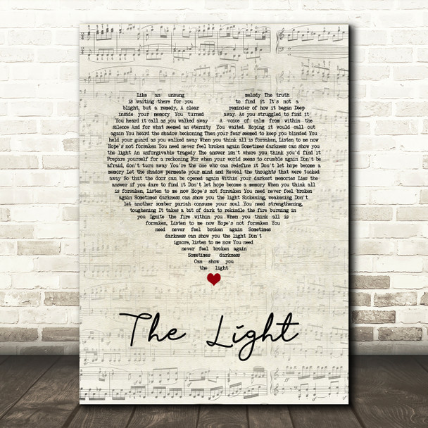 Disturbed The Light Script Heart Song Lyric Wall Art Print