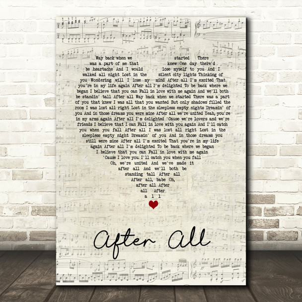 Michael Buble After All Script Heart Song Lyric Wall Art Print