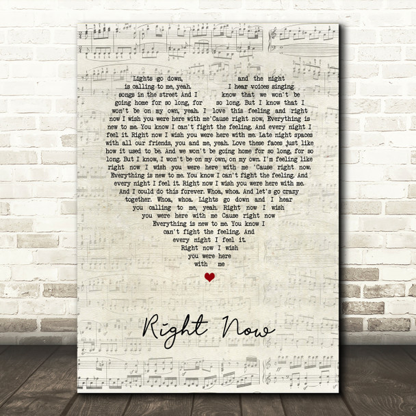 One Direction Right Now Script Heart Song Lyric Wall Art Print