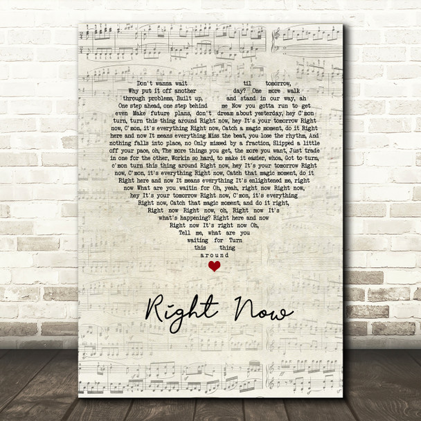 Van Halen Right Now Script Heart Song Lyric Wall Art Print