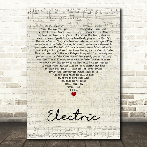 Alina Baraz Ft Khalid Electric Script Heart Song Lyric Wall Art Print