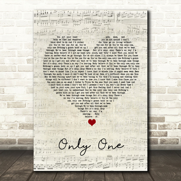 NF Only One Script Heart Song Lyric Wall Art Print
