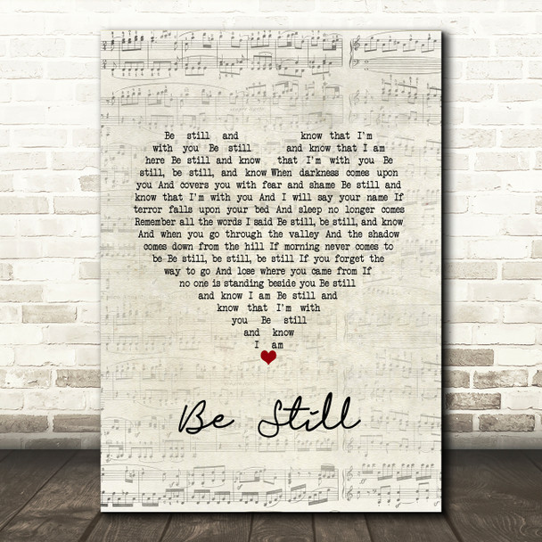 The Fray Be Still Script Heart Song Lyric Wall Art Print