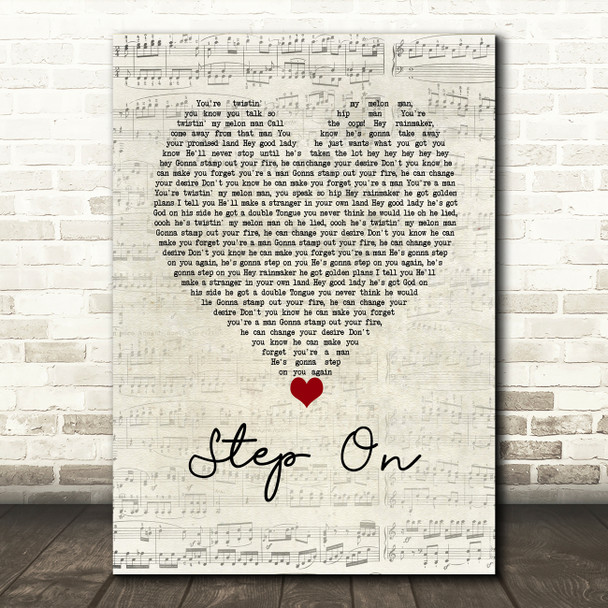 Happy Mondays Step On Script Heart Song Lyric Wall Art Print