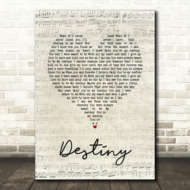 Jim Brickman Destiny Script Heart Song Lyric Wall Art Print