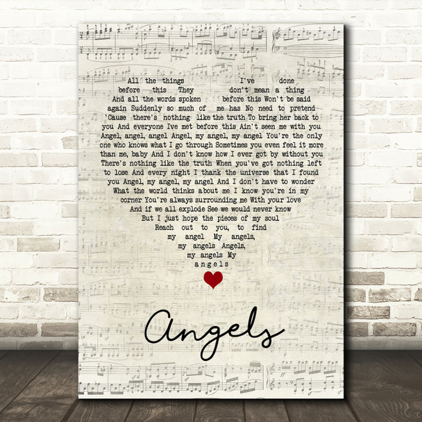 Robin Thicke Angels Script Heart Song Lyric Wall Art Print