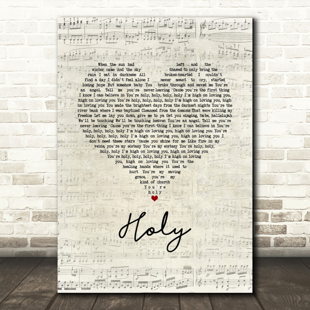 Florida Georgia Line Holy Script Heart Song Lyric Wall Art Print