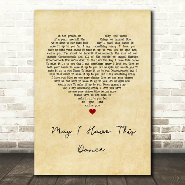 Francis And The Lights May I Have This Dance Vintage Heart Song Lyric Wall Art Print